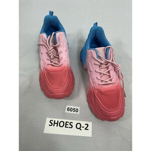 Womans Dream Pairs Lace Up Chunky Sneakers 9 Pink Coral Blue NWOT